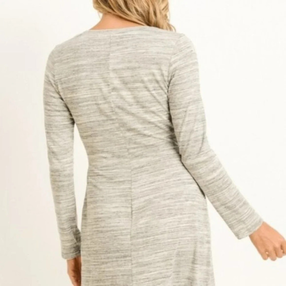 Gilli Dress Heather Gray Tie Waist Long Sleeve NWT - Picture 6 of 8
